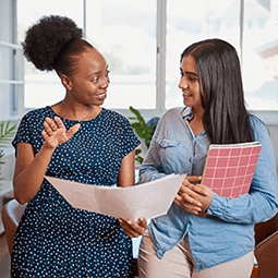 USC faculty walking student through professional development tips