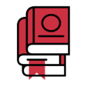 an icon of a stack of three red books