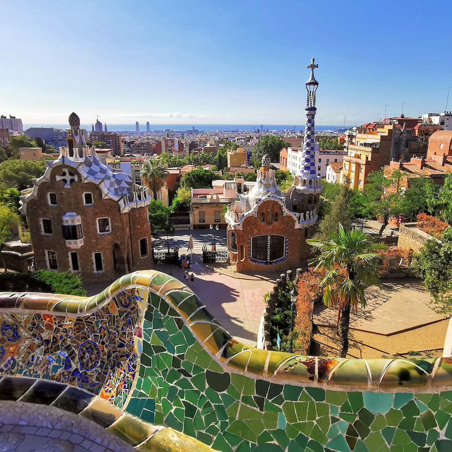 View across building tops in Barcelona, Spain