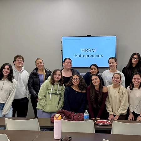 Members of the HRSM Entrepreneurs Club pose after a meeting