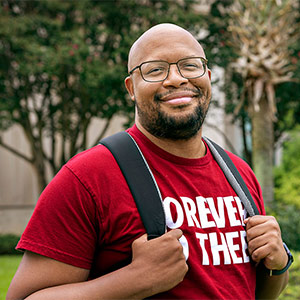 Transfer student Kevin-Michael Harrell